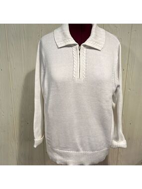 Studio Works Cotton Sweater Rib Knit Cuffs Zipper Neckline Size 2X